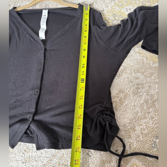 Lululemon “Side-Cinch Ribbed Cardigan” Black size 10 - Picture 9 of 9